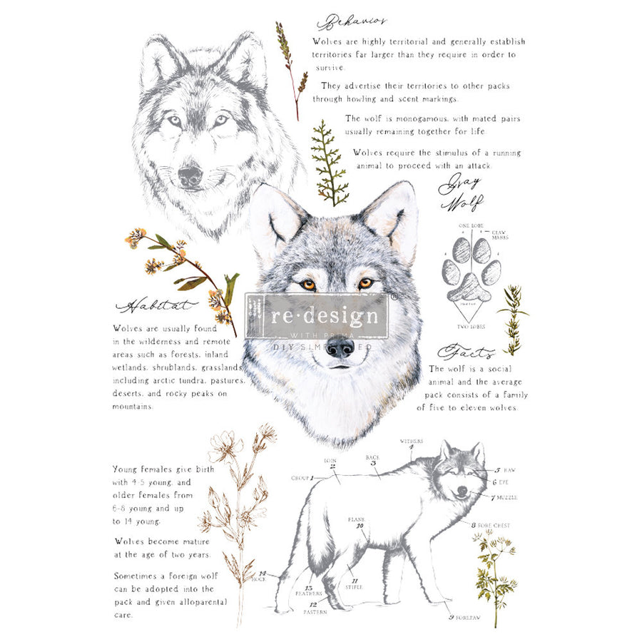 Gray Wolf transfer - Decor Transfer - Furniture Transfer
