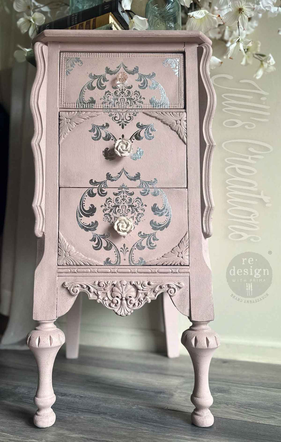 Silver House of Damask - Kacha Decor Transfer - Furniture Transfer