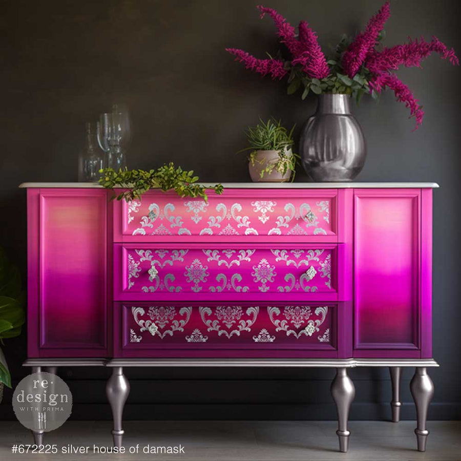 Silver House of Damask - Kacha Decor Transfer - Furniture Transfer