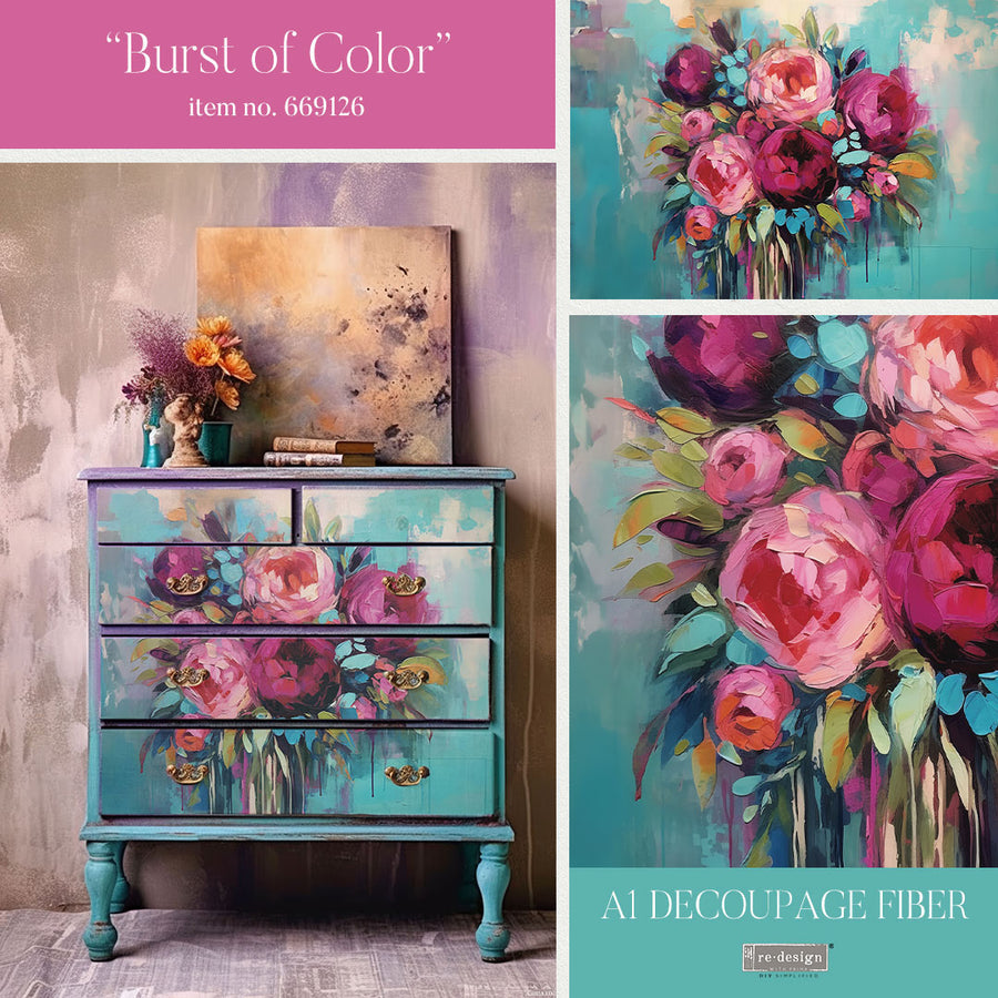 Burst of Color - A1 Decoupage Paper - Fiber Paper