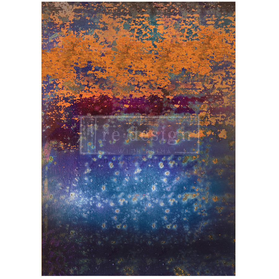 Rustic Blue Rust - A1 Decoupage Paper - Fiber Paper