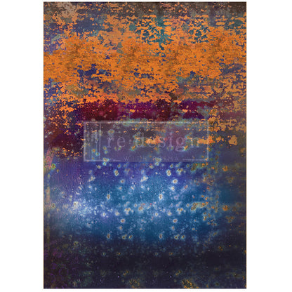 Rustic Blue Rust - A1 Decoupage Paper - Fiber Paper