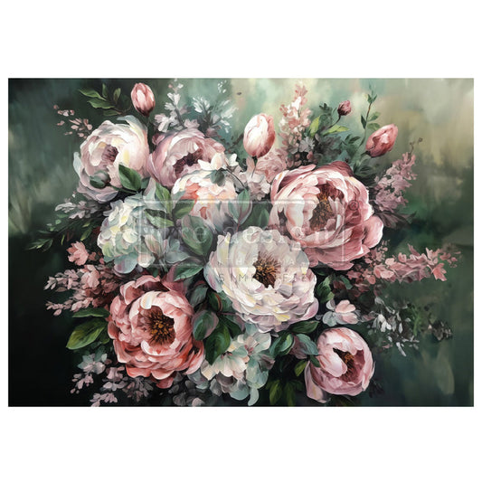 Mossy Rose Delight - A1 Decoupage Paper - Fiber Paper